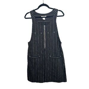 New York NY Jeans Women's Pinstriped Sleeveless Black Vintage Dress Size Small